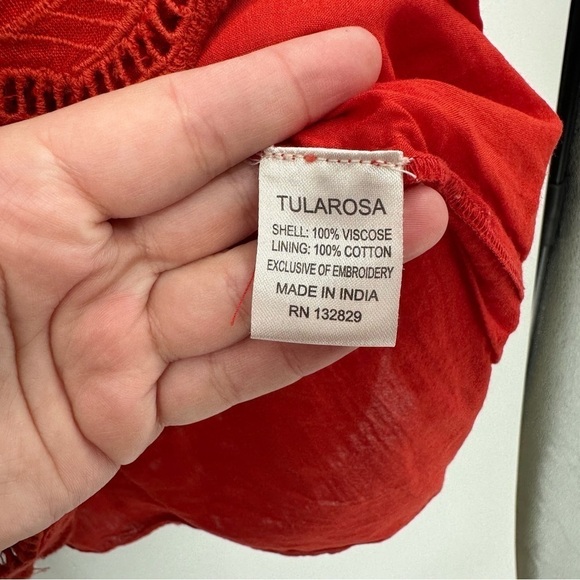 Anthropologie Tularosa Chetna Lace Tunic Dress Red Embroidered Mini Size Medium - Picture 5 of 7
